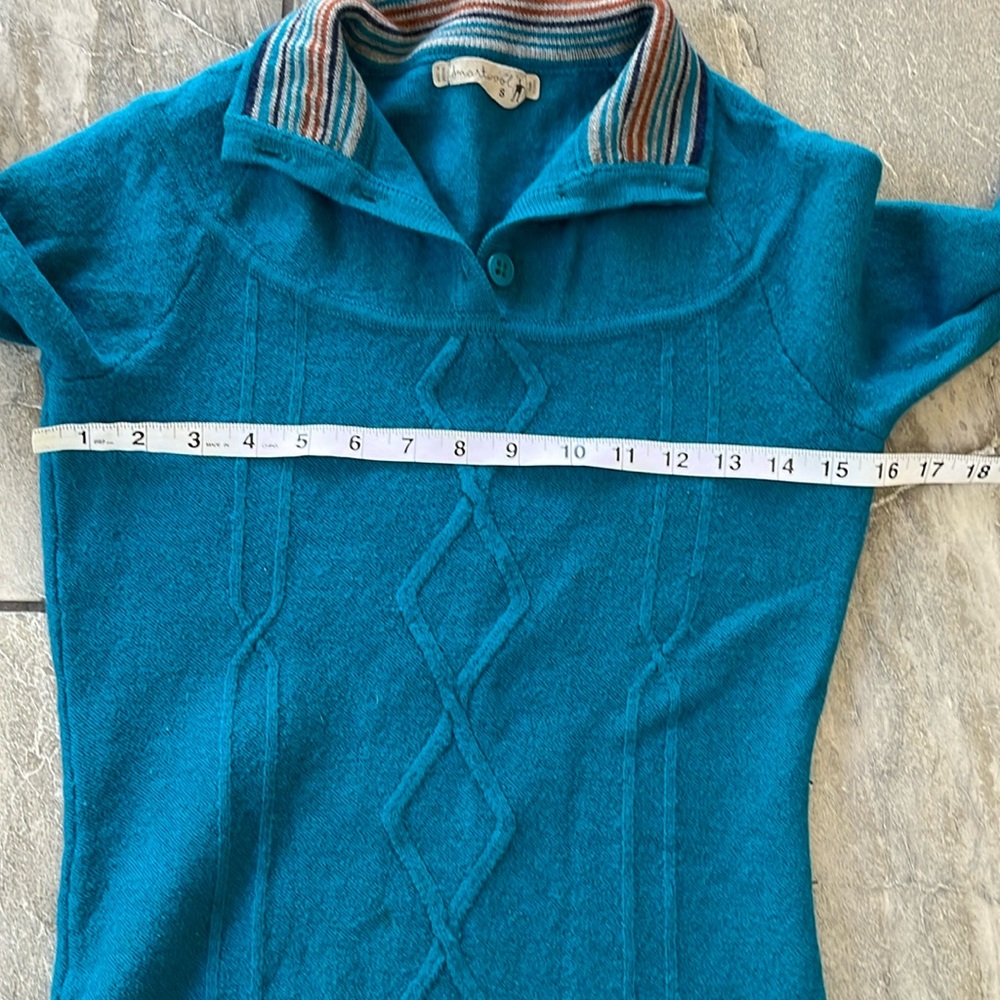 Smartwool Teal Cable Knit Three Button Sweater Si… - image 8